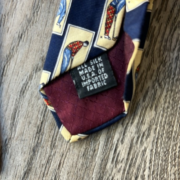 Christian Dior Tie Blue Silk Golf Print Tie Golf Swing Golfer - Picture 3 of 6